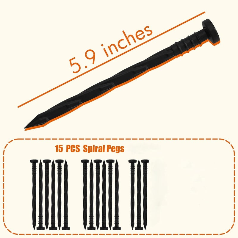 Landscape Edging Kit, 1.5 Inch x 16 Ft Black Plastic Modern Garden Edging with 15 Spikes - Image 3