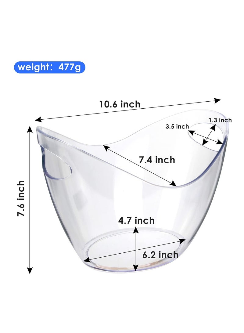 Barakah دلو ثلج دلو نبيذ، أكريليك شفاف سعة 4 لترات، حوض بلاستيكي للمشروبات والحفلات، درجة غذائية، مثالي لزجاجات النبيذ أو الشمبانيا أو البيرة - Image 2