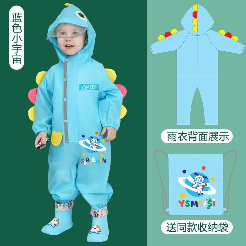 Children'S One-Piece Raincoat Boys And Girls Kindergarten Baby Rainproof Student Rain Gear Raincoat Rain Pants Suit Poncho - Image 1