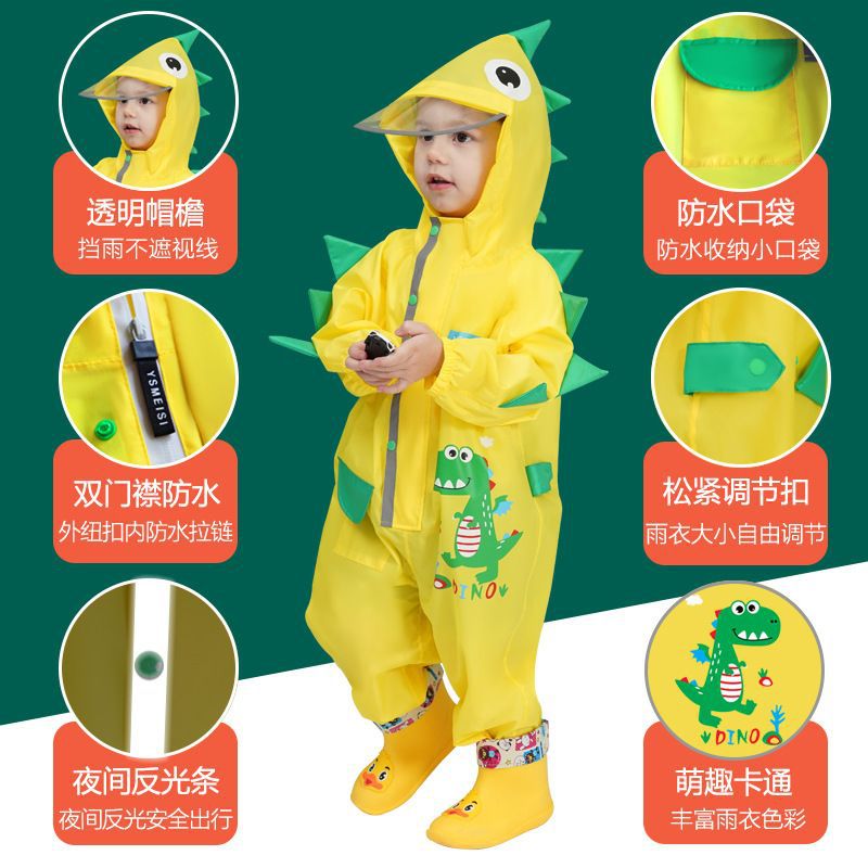 Children'S One-Piece Raincoat Boys And Girls Kindergarten Baby Rainproof Student Rain Gear Raincoat Rain Pants Suit Poncho - Image 4
