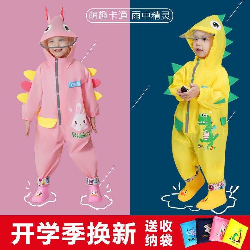 Children'S One-Piece Raincoat Boys And Girls Kindergarten Baby Rainproof Student Rain Gear Raincoat Rain Pants Suit Poncho - Image 2