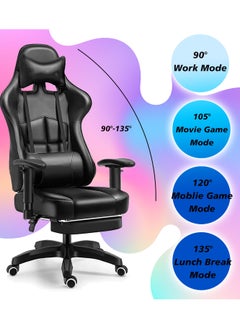 Chulovs Gaming Office Chair with Footrest Ergonomic Leather Video Game Chair Adjustable Armrest High Back Gamer Chair with Headrest and Lumbar Support  - Image 3