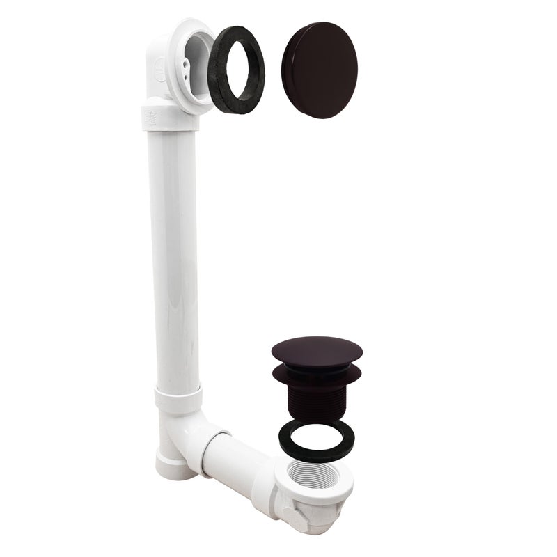 Westbrass 493244H12 14 Sch 40 PVC Bath Waste Overflow Assembly with Illusionary Faceplate and TipToe Drain Plug Oil Rubbed Bronze - Image 2
