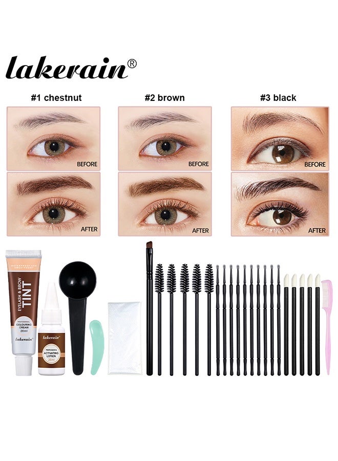 lakerain Eyelash and Brow Tint Dye Color Black Kit 2 in 1 Brow and Lash Tint Professional Kit with Coloring Cream and Activating Lotion Eyebrow Tint Dye Kit Eyebrow Lash Color Kit #03 BLACK - Image 3
