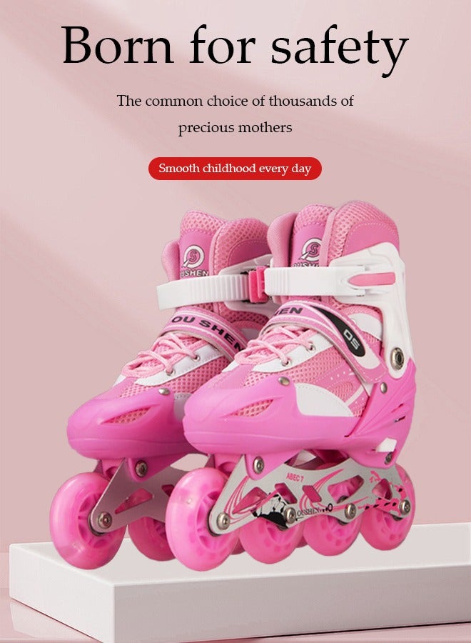 DUNISO Kids Inline Skates, adjustable size roller skates ，with LED illuminated wheels, helmets, backpacks, wing，bearings, suitable for boys and girls aged 6 to 12(M, suitable for sizes 32 to 37) - Image 2
