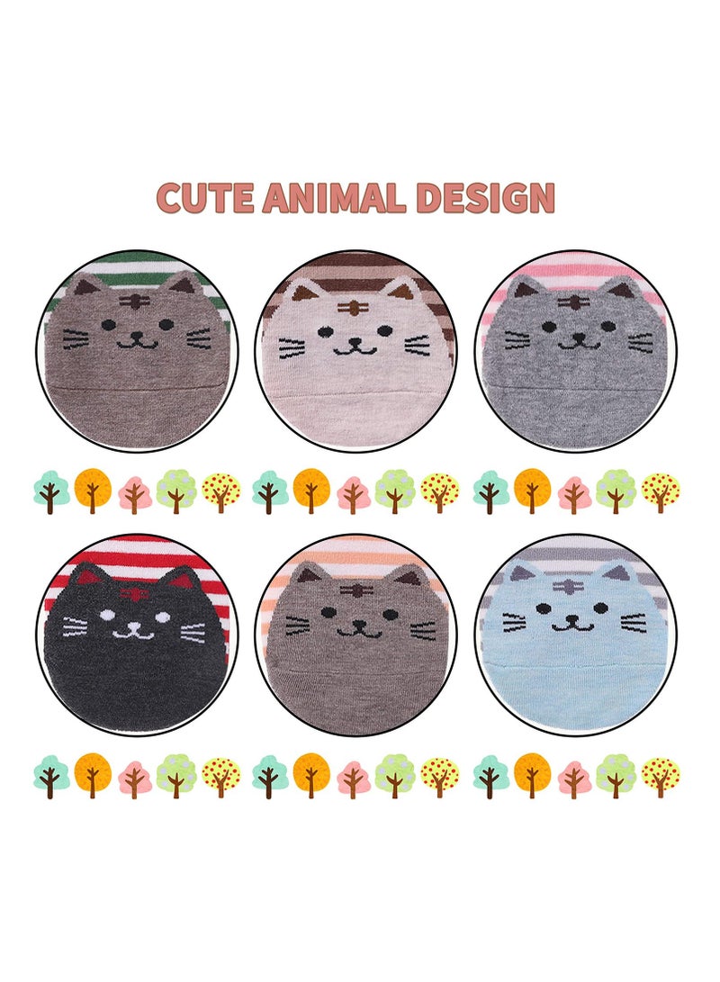 SYOSI Womens Animal Funny Socks Womens Girls Stripe Cute Cat Cotton Soft Pattern Crew Ankle Socks - Image 3