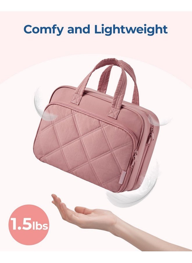 BAGSMART Hangingtoiletry Bag For Women, Puffy Travel Toiletry Bag With Jewelry Organizer, Waterproof Cosmetic Makeup Bag Compartment, Toiletries Kit Set For Traveling, Accessories, Essentials (Large)  - Image 4