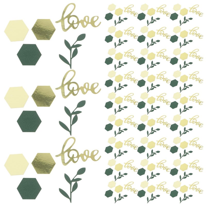 Metallic Love Cards Leaf Hexagon Confetti Mix 200 Pieces for Wedding Party Table Decoration - Image 2