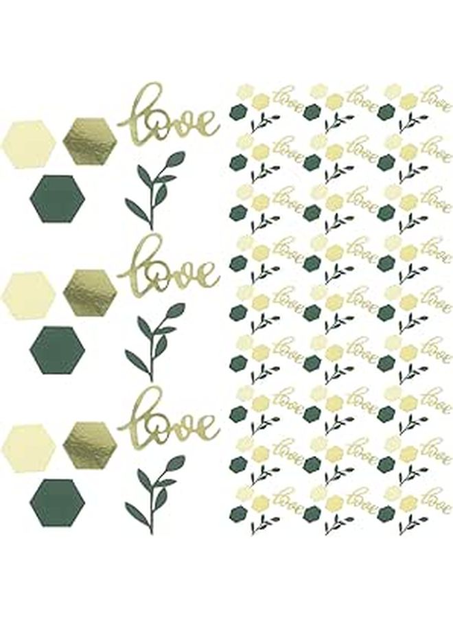 Metallic Love Cards Leaf Hexagon Confetti Mix 200 Pieces for Wedding Party Table Decoration - Image 1