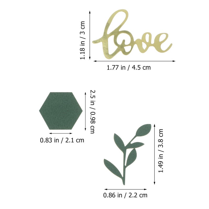 Metallic Love Cards Leaf Hexagon Confetti Mix 200 Pieces for Wedding Party Table Decoration - Image 3