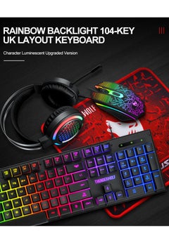 T-WOLF Thunderwolf Keyboard And Mouse 4-In-1 Office Game Set  - Image 3