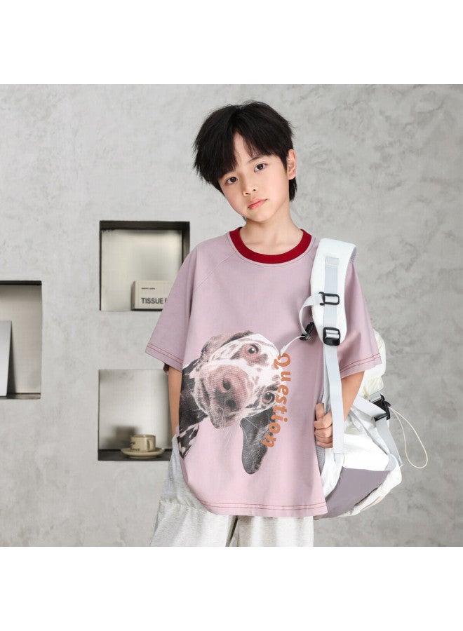 Luson Chen Dazhu Children's Wear Boys' Short Sleeve T-shirt New Children's Cartoon Pattern Round Neck Breathable Casual Top Tide - Image 2