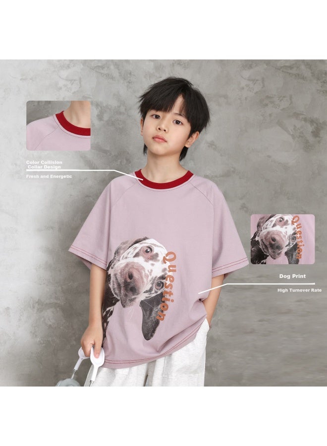 Luson Chen Dazhu Children's Wear Boys' Short Sleeve T-shirt New Children's Cartoon Pattern Round Neck Breathable Casual Top Tide - Image 1