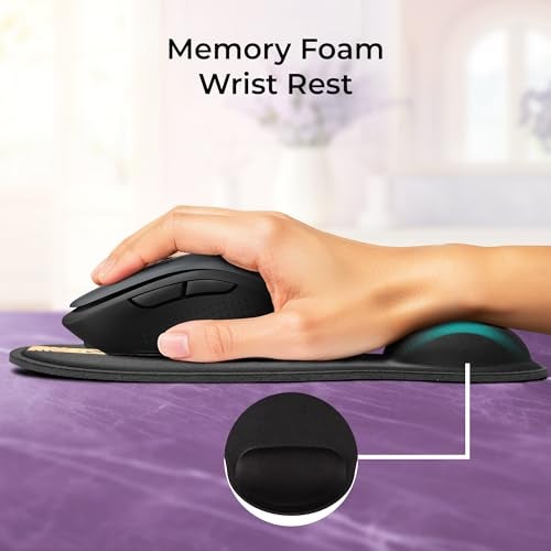 ZEBRONICS MSP-X5 Mouse Pad, for Speed and Precision Operation, Ultra-Smooth Fabric Surface + Memory Foam Wrist Rest, Optimised for All Mouse Sensors, Anti Slip Rubber Base, Surface of 211 x 240 mm - Image 3