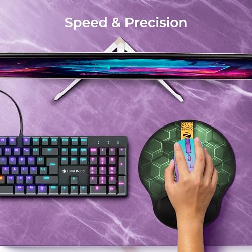 ZEBRONICS MSP-X5 Mouse Pad, for Speed and Precision Operation, Ultra-Smooth Fabric Surface + Memory Foam Wrist Rest, Optimised for All Mouse Sensors, Anti Slip Rubber Base, Surface of 211 x 240 mm - Image 2