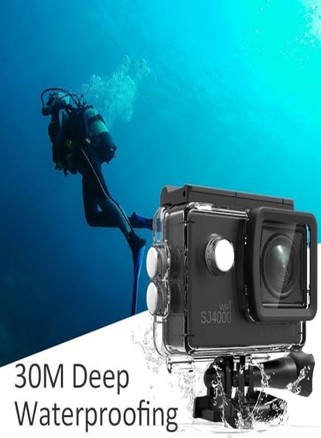 أس جي كام كاميرا SJCAM SJ4000 WiFi بدقة 12 ميجابكسل ووضوح بصري كامل الوضوح، كاميرا رياضية تعمل بتقنية WiFi، زاوية رؤية واسعة 170 درجة، مقاومة للماء حتى عمق 30 مترًا، لون أسود - Image 5