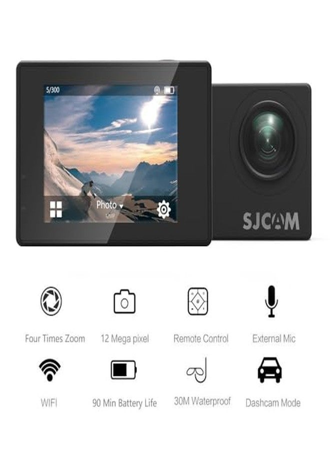 أس جي كام كاميرا SJCAM SJ4000 WiFi بدقة 12 ميجابكسل ووضوح بصري كامل الوضوح، كاميرا رياضية تعمل بتقنية WiFi، زاوية رؤية واسعة 170 درجة، مقاومة للماء حتى عمق 30 مترًا، لون أسود - Image 3