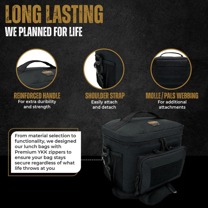 HighSpeedDaddy Tactical Lunch Box For Men Women - Military Grade Insulated Lunch Bag For Work - 10â€x 7.5â€x 6.5â€ (9L) High Capacity Lunch Kit - Reusable, Portable Lunch Cooler For Travel & Picnic - Image 5