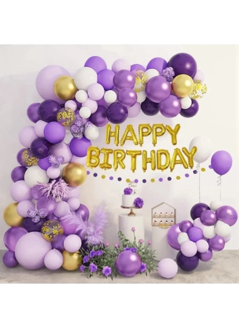 Bkmc Purple Gold Balloon Garland Arch Kit Birthday Party Decor