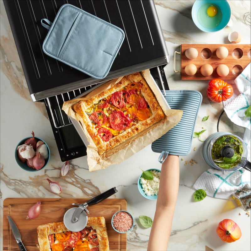 KitchenAid Ribbed Soft Silicone Pot Holder 2-Pack Set, Fog Blue, 7"x9" - Image 3