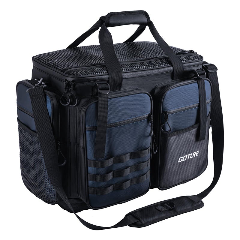 Goture Large Tackle Bag,1800D PVC Waterproof Saltwater Gear Storage Big Fishing Bag with EVA Bottom,Store Up to 8PCS 3700 Plus 4PCS 3600 Tackle Trays(Not Included),20.87â€x11.42â€x15.16â€ - Image 1