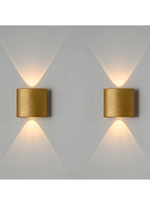 2 Pcs Modern And Elegant High Quality Up Down | Wall Light Wall Lamp Aplique | Color: golden | Material: Plastic|Wattage :2W|Size : 4x9x8