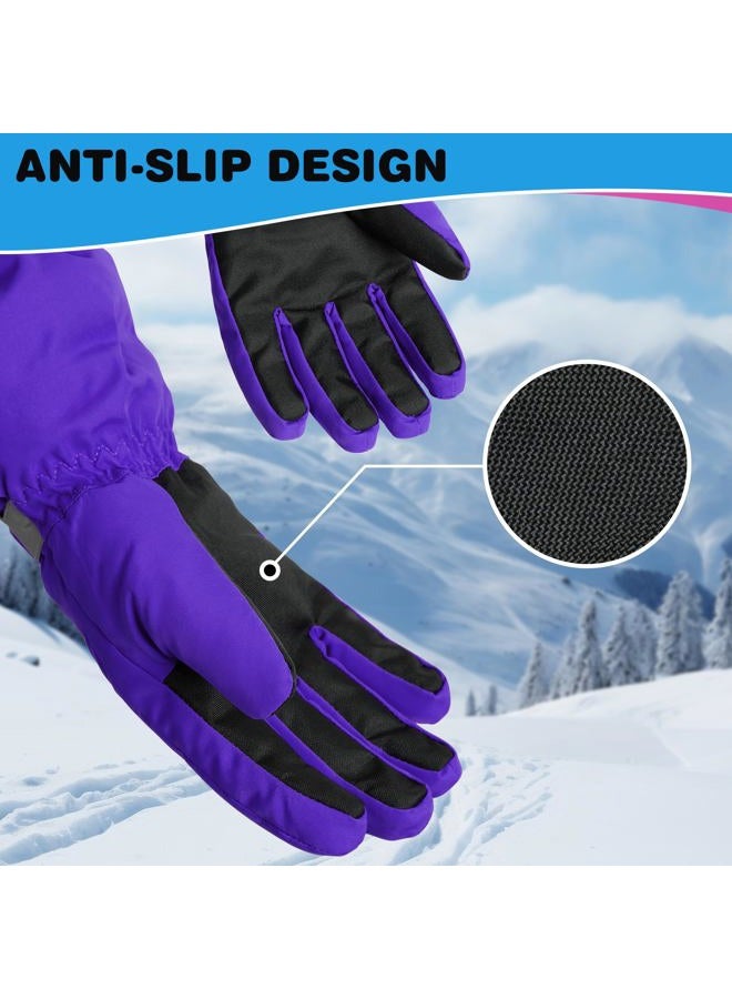 ThxToms Kids Winter Gloves, Waterproof Ski Snow Gloves for Boys and Girls, Winter Warm Gloves for Cold Weather Outdoor Play (Purple Ages 4-6) - Image 4