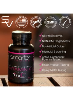 SmarterVitamins Smarter Raw Whole Food Vitamin C Natural Immune Support from Berries, Premium Antioxidants, Bioflavonoids & Polyphenols, 60 Vegan Capsules  - Image 3