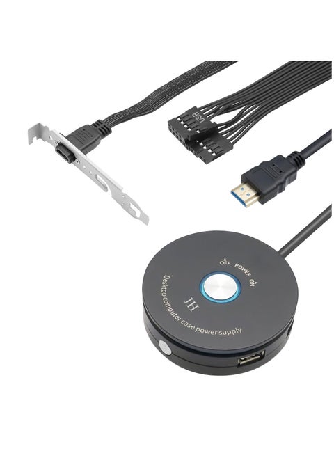 Desktop Computer Power Switch, PC Power Button External Power Button External Extension Cable for Remote Start of PC Motherboard Power On Off Switch