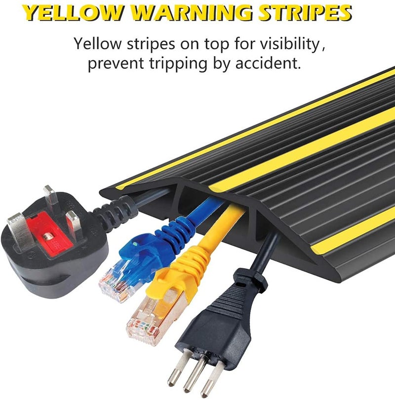 Papillon 10Ft Cord Covers for Wires on Floor, 3-Channel Floor Cord Cover with Anti-Slip Base & Yellow Warning Strips, Extension Cord Covers for Floor, Ideal for Home, Office, Outdoor Use - Image 5