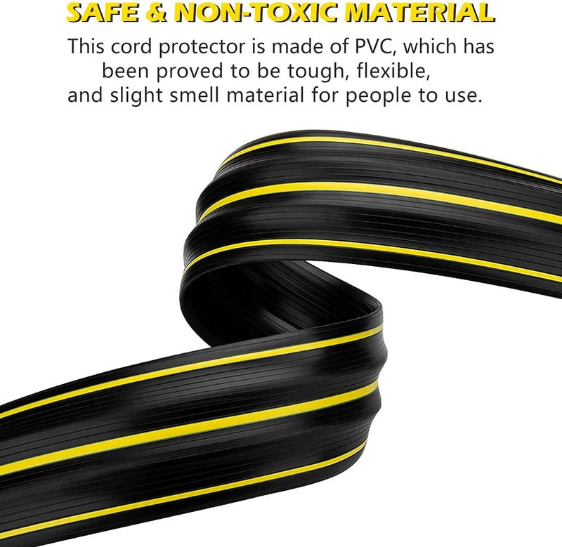 Papillon 10Ft Cord Covers for Wires on Floor, 3-Channel Floor Cord Cover with Anti-Slip Base & Yellow Warning Strips, Extension Cord Covers for Floor, Ideal for Home, Office, Outdoor Use - Image 3