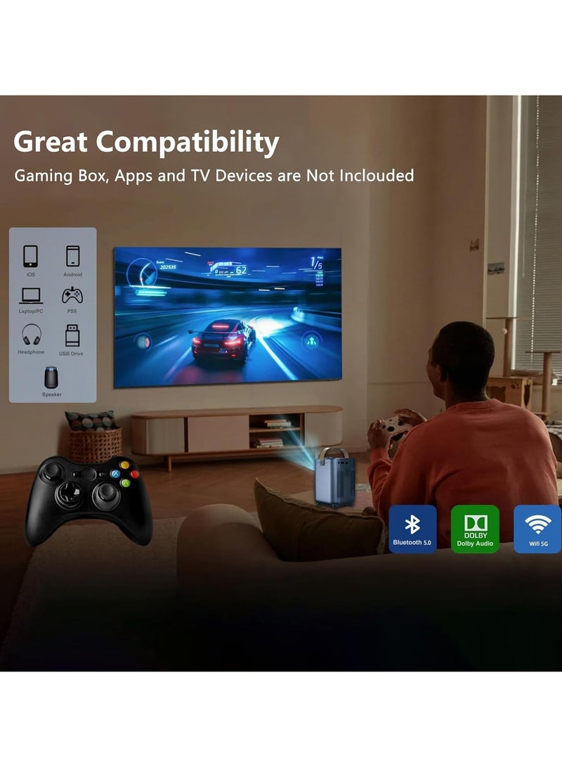 Portable Mini Projector For Home Theater, HD1080P 5G WiFi Bluetooth Projector For Outdoor Movies, 4K Supported, Android TV 10.0, 200" Display, Compatible With iOS/Android  - Image 3