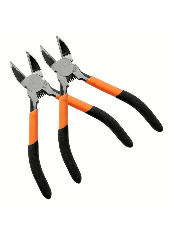 Orange 6 5 Inch 2 Pack High Carbon Steel Wire Stripper Spring Loaded Precision Snips - Image 1