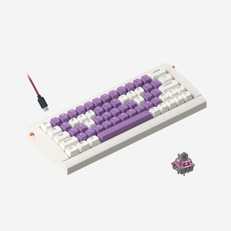 لوحة مفاتيح KBDcraft 02Lilith 60 55 المريحة مع مفاتيح OEM وحافظة متوافقة مع Lego وتركيب جازكيت سلكية RGB قابلة للتبديل الساخن ومفتاح خطي QMK Vial لنظامي WinMac مجموعة كاملة باللون الأبيض