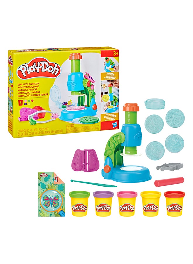 Play-Doh Light & Look Microscope For Kids 3 Years & Up, Electronic Preschool Toys For Girls & Boys, 9 Accessories & 5 Colors  - Image 1