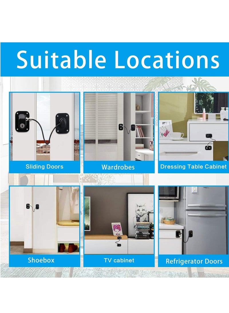 KASTWAVE Refrigerator Lock with Key Self-adhesive Freezer Door Drawer Lock Without Punching Child Safety Lock Furniture Sliding Window Limiter Mini Anti-theft Lock (2 Pieces, Black) - Image 4