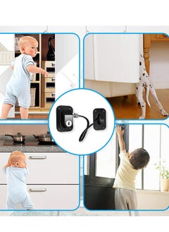 KASTWAVE Refrigerator Lock with Key Self-adhesive Freezer Door Drawer Lock Without Punching Child Safety Lock Furniture Sliding Window Limiter Mini Anti-theft Lock (2 Pieces, Black)  - Image 5