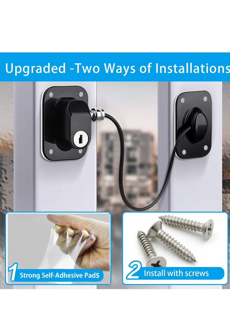 KASTWAVE Refrigerator Lock with Key Self-adhesive Freezer Door Drawer Lock Without Punching Child Safety Lock Furniture Sliding Window Limiter Mini Anti-theft Lock (2 Pieces, Black) - Image 2