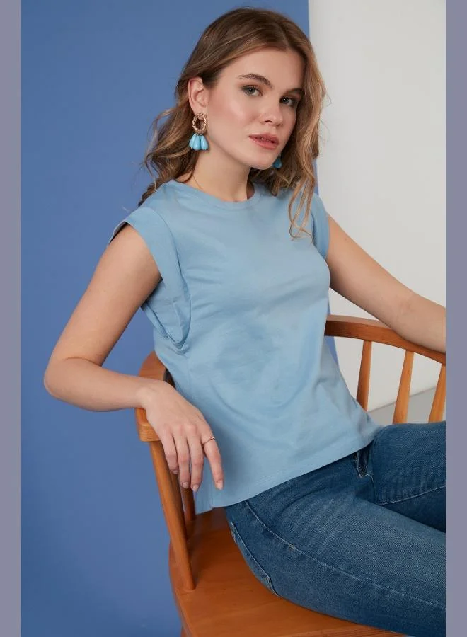 Lela Lela Cotton Crew Neck Sleeveless Basic T-Shirt Women's T-SHIRT 5864201