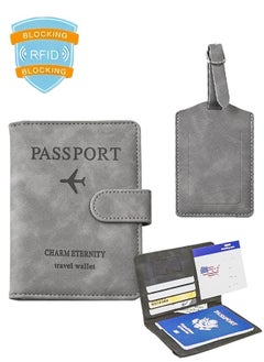 Generic RFID Passport Holder, 2pcs Passport Case with Luggage Tags, Multiple Compartments, Travel Wallet, Easy to Store ID Cards, Passports, Bank Cards  - Image 1