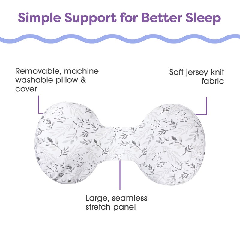 Boppy Side Sleeper Pregnancy Pillow, Gray Falling Leaves, Portable, Supportive Pregnancy Pillows for Sleeping on Your Side, Stay-Put Design with Stretchy Center Panel That Grows with Your Bump - Image 4