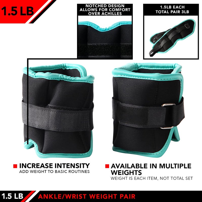Jfit Ankle Weight Pair 1.5 Lbs  Set Of 2 With Adjustable Velcro Straps - Breathable  Moisture Absorbent Weight Straps For Men And Women - Comfortable Ankle  Wrist Weights - Image 4