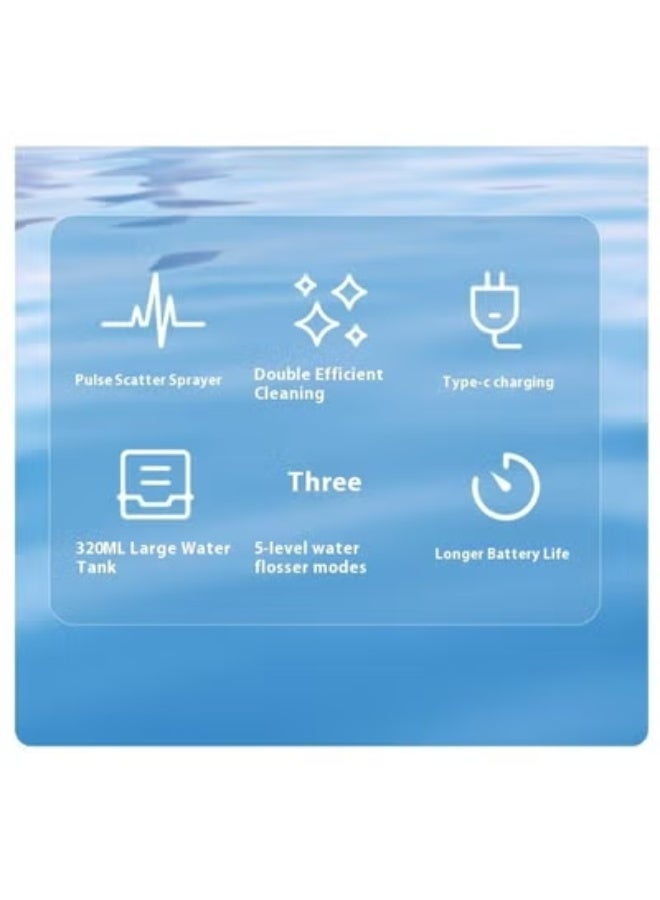 خيط مائي جديد بالموجات فWater Flosser, Alternative to Traditional Dental Floss, Efficient Water Flosser for Teeth Deep Cleaning, Professional Teeth Cleaner for Home & Travel Oral Careوق الصوتية - محمول وذكي لإزالة الجير بالنبضات عالية التردد - Image 3