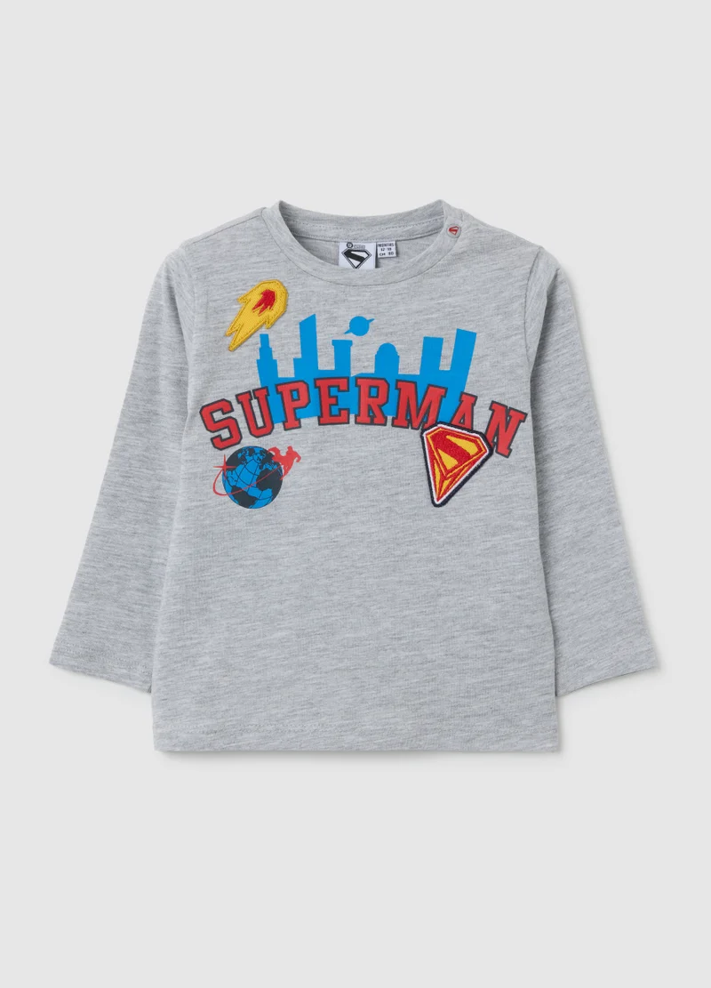 او في اس GREY COTTON CHILDREN'S TOP WITH SUPERMAN