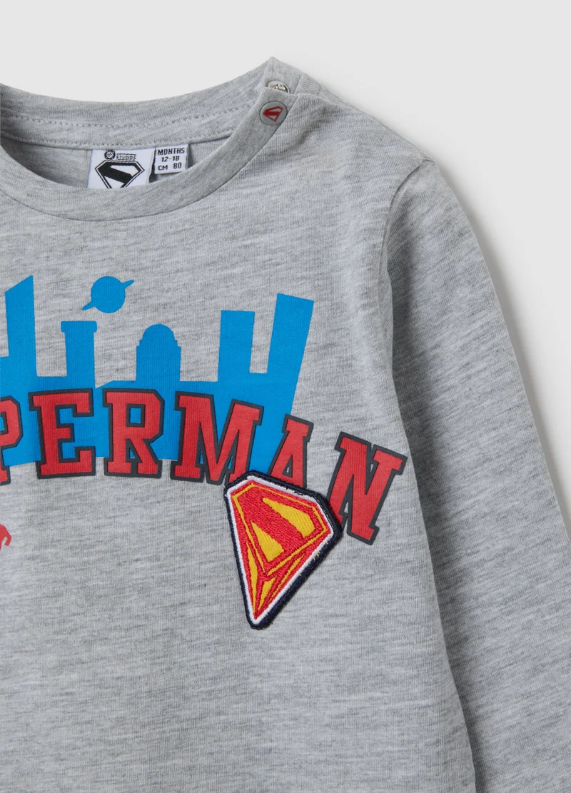 او في اس GREY COTTON CHILDREN'S TOP WITH SUPERMAN