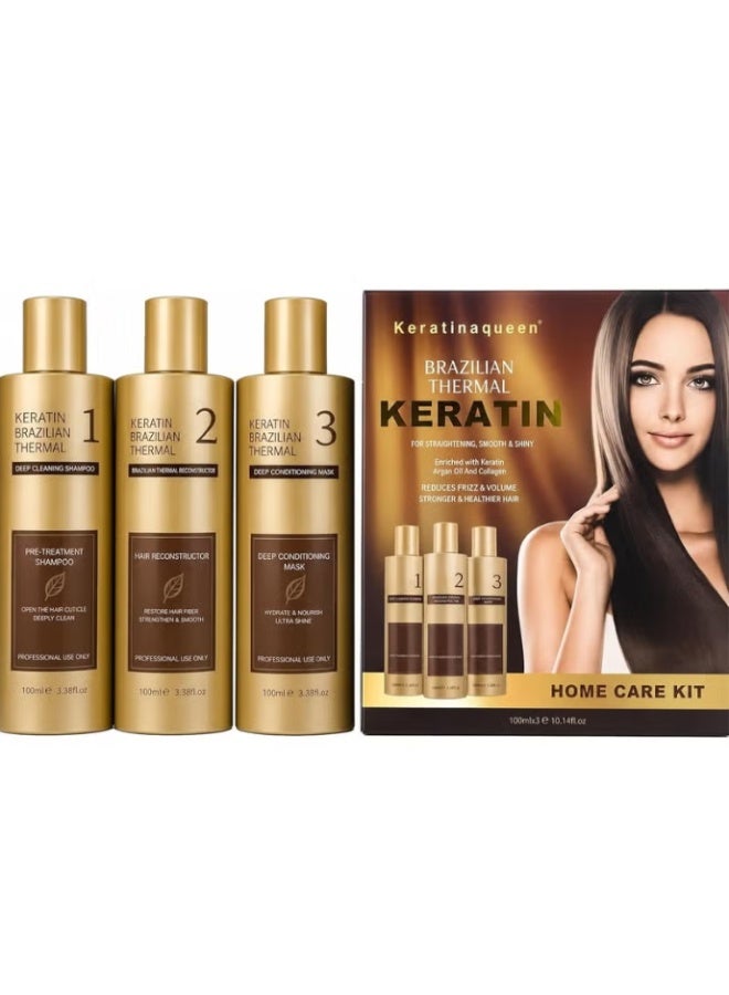 Keratin Queen Brazilian Keratin Hair Treatment Home Care Kit - 3 x 300ml - Image 1