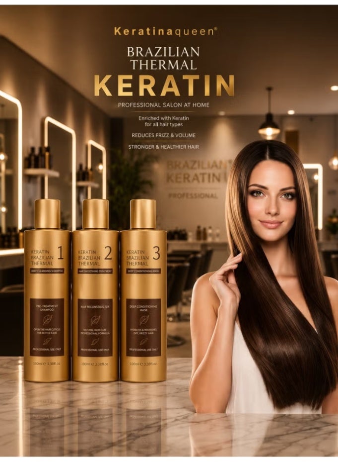 Keratin Queen Brazilian Keratin Hair Treatment Home Care Kit - 3 x 300ml - Image 2
