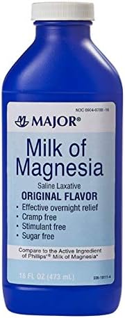 MAJOR ماجور حليب المغنيسيا ملين ملحي بنكهة أصلية تخفيف فعال طوال الليل خالي من المنبهات خالي من السكر 16 أونصة سائلة - Image 1