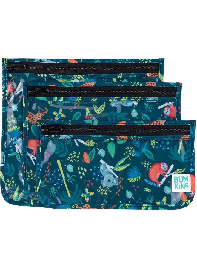 Bumkins Travel Bag, Toiletry, Baby, TSA Approved Pouch, Zip Quart Size Compliant, Clear-Sided, Diaper Bag Organization, Makeup, Accessories, Set of 3 - Image 1