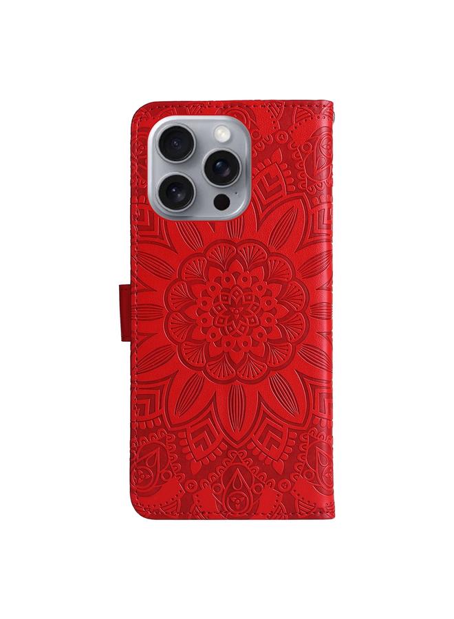 اس-توب جراب هاتف iPhone 16 Pro Max من الجلد المنقوش بنقشة عباد الشمس - Image 3